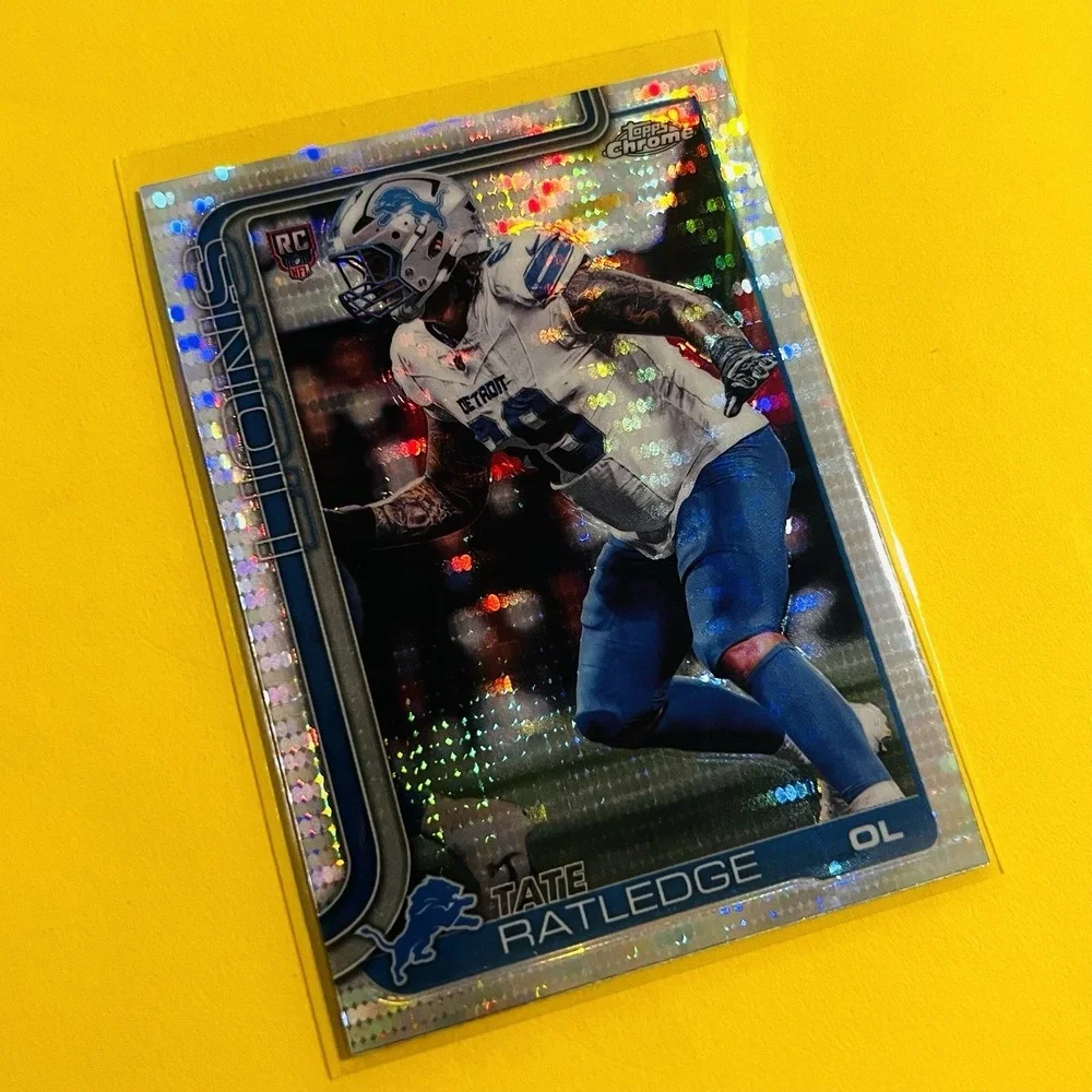 2025 Topps Chrome NFL Football Tate Ratledge RC‎ #383 Pulsar Refractor Lions